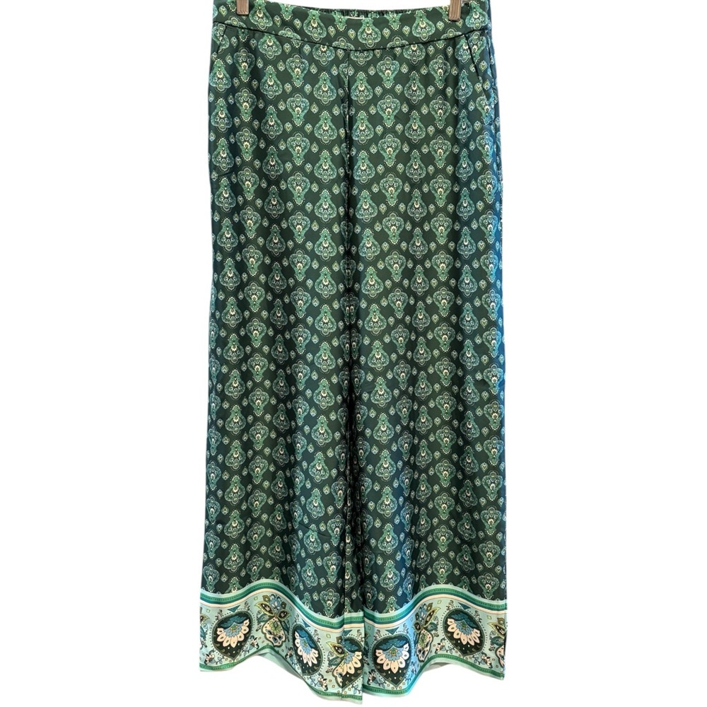 Loft Set Medallion Border Floral Sleeveless Tie Top & Wide Leg Pants Set XS /‎ S - Picture 8 of 9